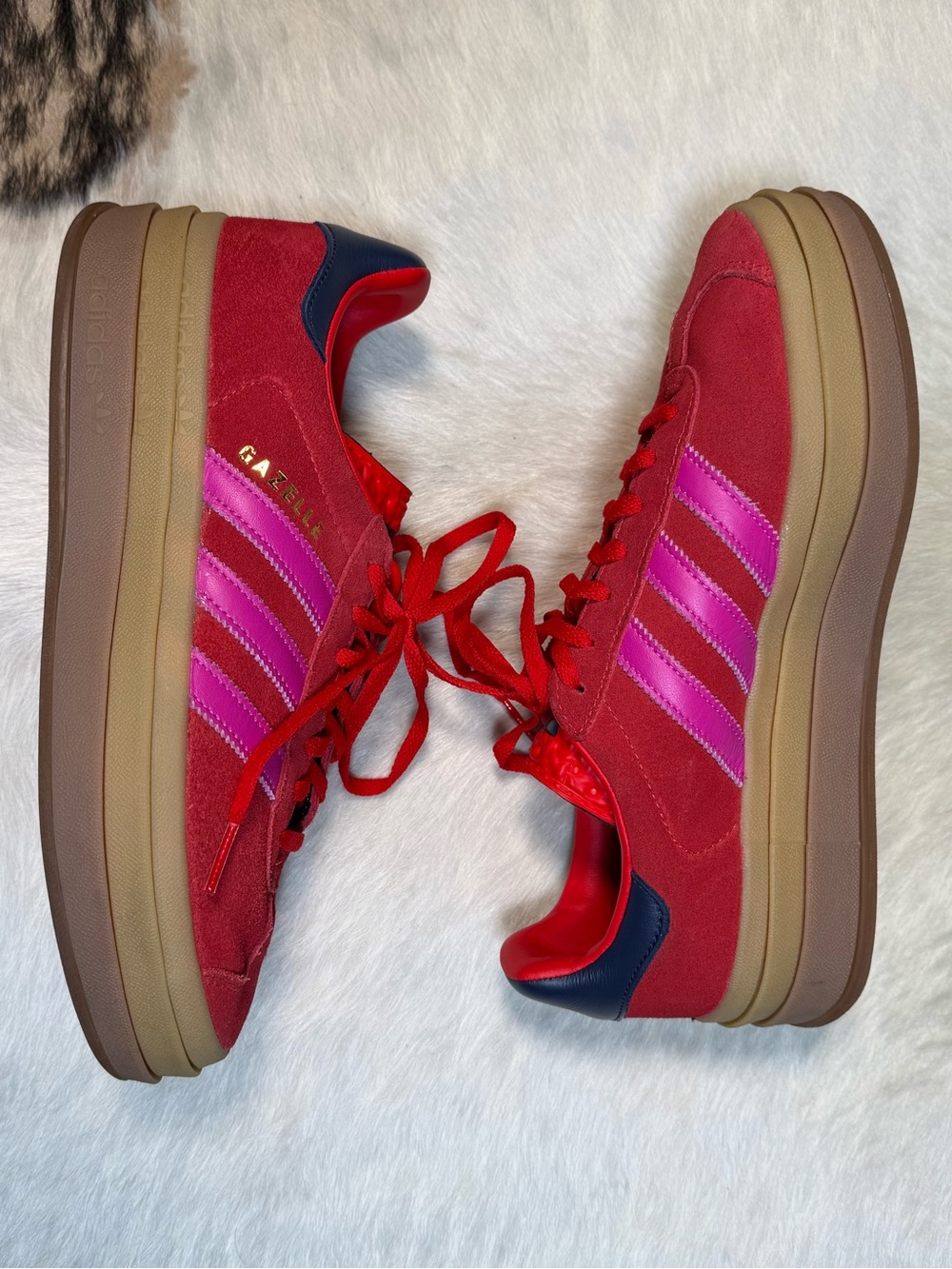 Adidas Gazelle Bold Red Pink Platform Sneakers Women’s 8.5